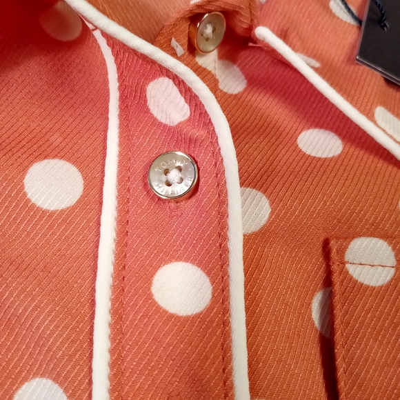 Tommy Hilfiger Coral And White Polka Dot Shirt Dress Size 10 NWT - Picture 6 of 9